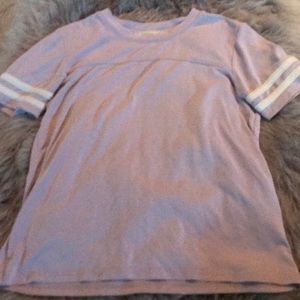 Purple tee with white stripes